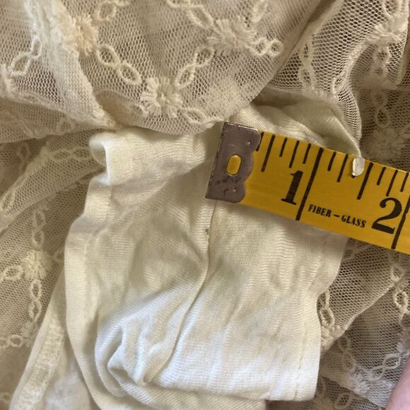 Free People Cleo Maxi Jumpsuit Lace Ruffle Cap Sleeve V-neck Wide Leg Cream S? - Picture 12 of 12